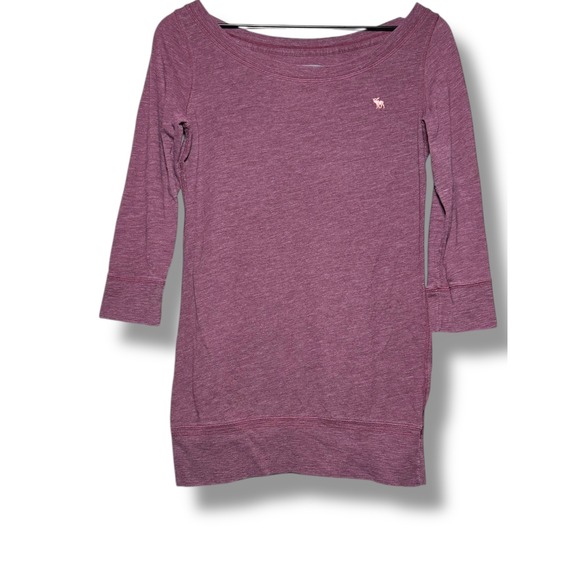 Abercrombie & Fitch Tops - Abercrombie & Fitch Vintage 2000 3/4 Sleeve Shirt Burgundy Y2K Moose Logo Medium